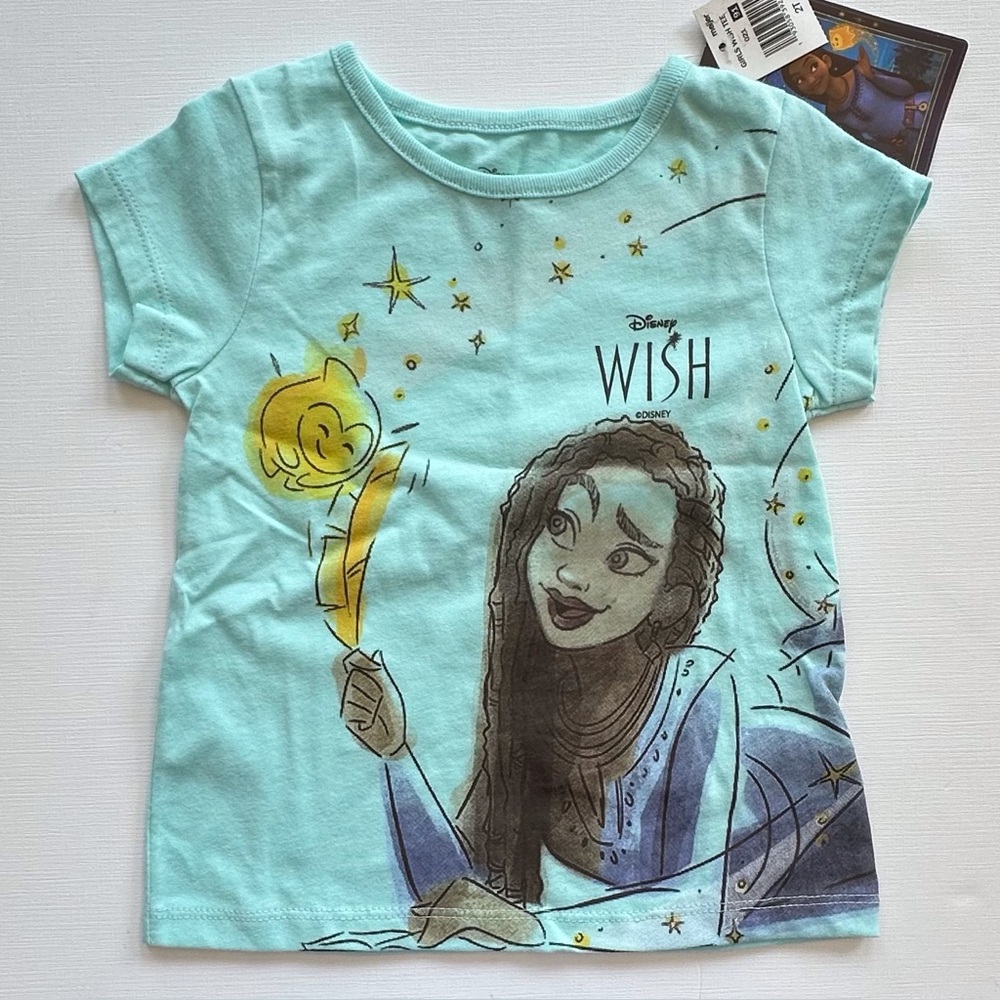 NWT Disney’s ‘Wish’ Asha & Star light blue short sleeve shirt toddler girls‎ 2T
